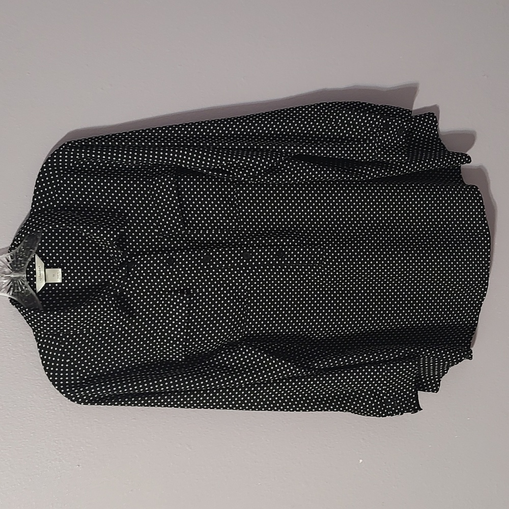 CJ Banks Long Sleeve Polka Dot Blouse